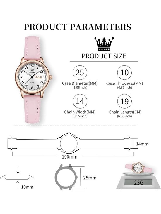 Olevs Women\'s Pink Vintage Leather Waterproof Reloj Mujer Quartz Luxury Watch main image 6